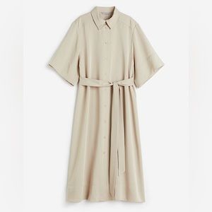 H&M KIMONO SLEEVE TIE WAIST MIDI SHIRT DRESS with BELT S